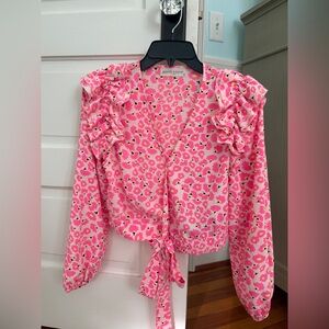 Pants store pink wrap tie top small